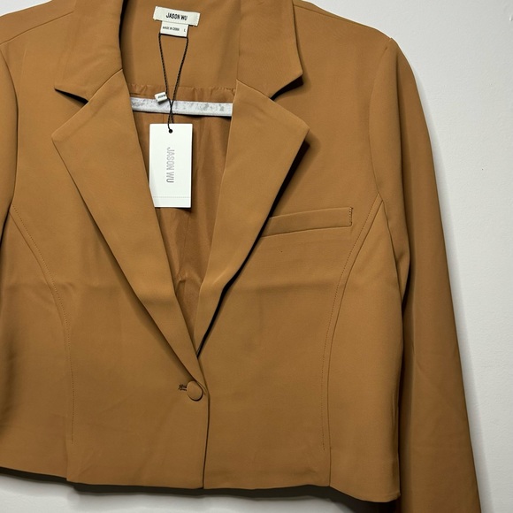 Jason Wu Crop Blazer Jacket Size L Color Camel - Picture 6 of 6